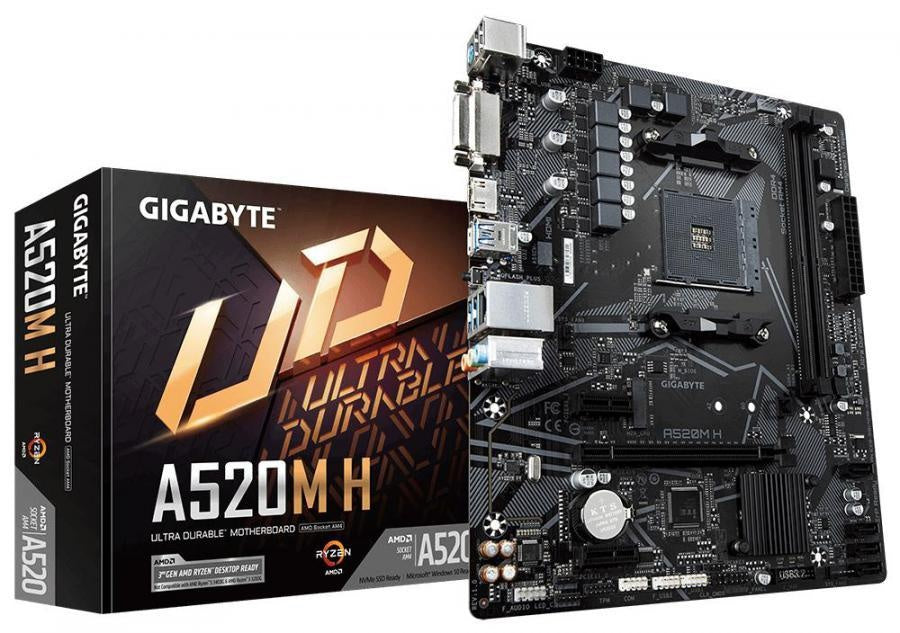 GIGABYTE A520M H AMD MATX MB 2xDDR4 1xM.2 PCIE3.0 1xHDMI 1xDVI GIGABYTE