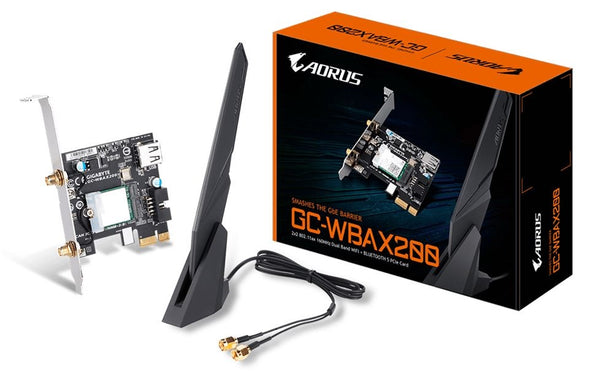 GIGABYTE GC-WBAX200 WiFi 6 PCIe Adapter 2400Mbps 160MHz Dual Band Wireless + Bluetooth 5 MU-MIMO TX/RX GIGABYTE