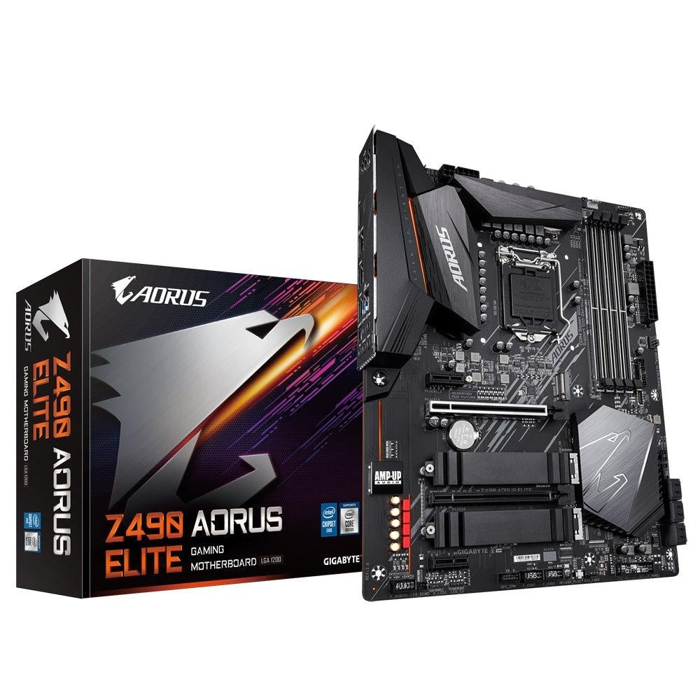 GIGABYTE Z490 AORUS ELITE Intel ATX Motherboard 4xDDR4 3xPCIe 2xM.2 6xSATA RAID 10th Gen LGA1200 2.5GbE LAN Crossfire Thunderbolt RGB 1xHDMI 1xUSB-C GIGABYTE