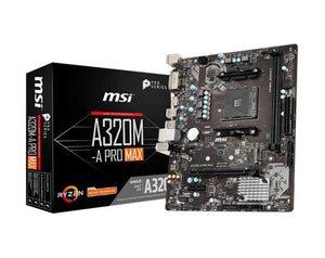 MSI A320M-A PRO MAX AMD mATX Motherboard - AM4 Ryzen 2xDDR4 2xPCI-E 1xM.2 6xUSB3.2 6xUSB2.0 1xDVI-D 1xHDMI MSI