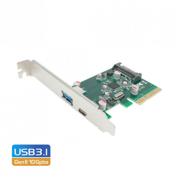 SIMPLECOM EC312 PCI-E 2.0 x4 to 2 Port USB 3.1 Gen II 10Gpbs Type-C and Type-A Card SIMPLECOM