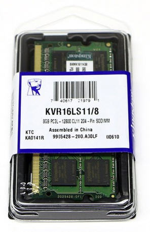 KINGSTON 8GB (1x8GB) DDR3L SODIMM 1600MHz 1.35V / 1.5V Dual Voltage ValueRAM Single Stick Notebook Memory KINGSTON