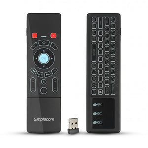 Simplecom RT250 Rechargeable 2.4GHz Wireless Remote Air Mouse Keyboard with Touch Pad and Backlight SIMPLECOM