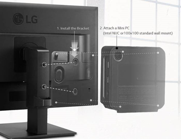 LG VESA Mount Bracket - VESA 75x75mm or 100x100mm Intel NUC / Brix / Others only suitable for 24BK550Y and 27BK550Y only LG