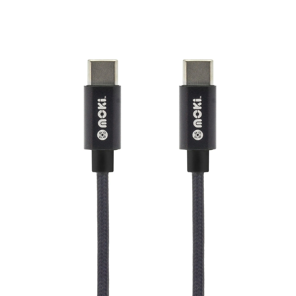 MOKI Braided Type-C to Type-C SynCharge Cable - 90cm/3ft - Black MOKI