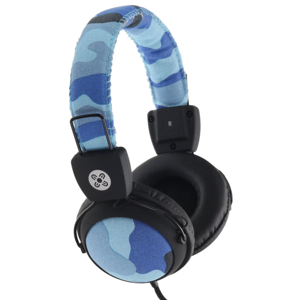 MOKI Camo Headphones w/In-Line Mic- Blue MOKI
