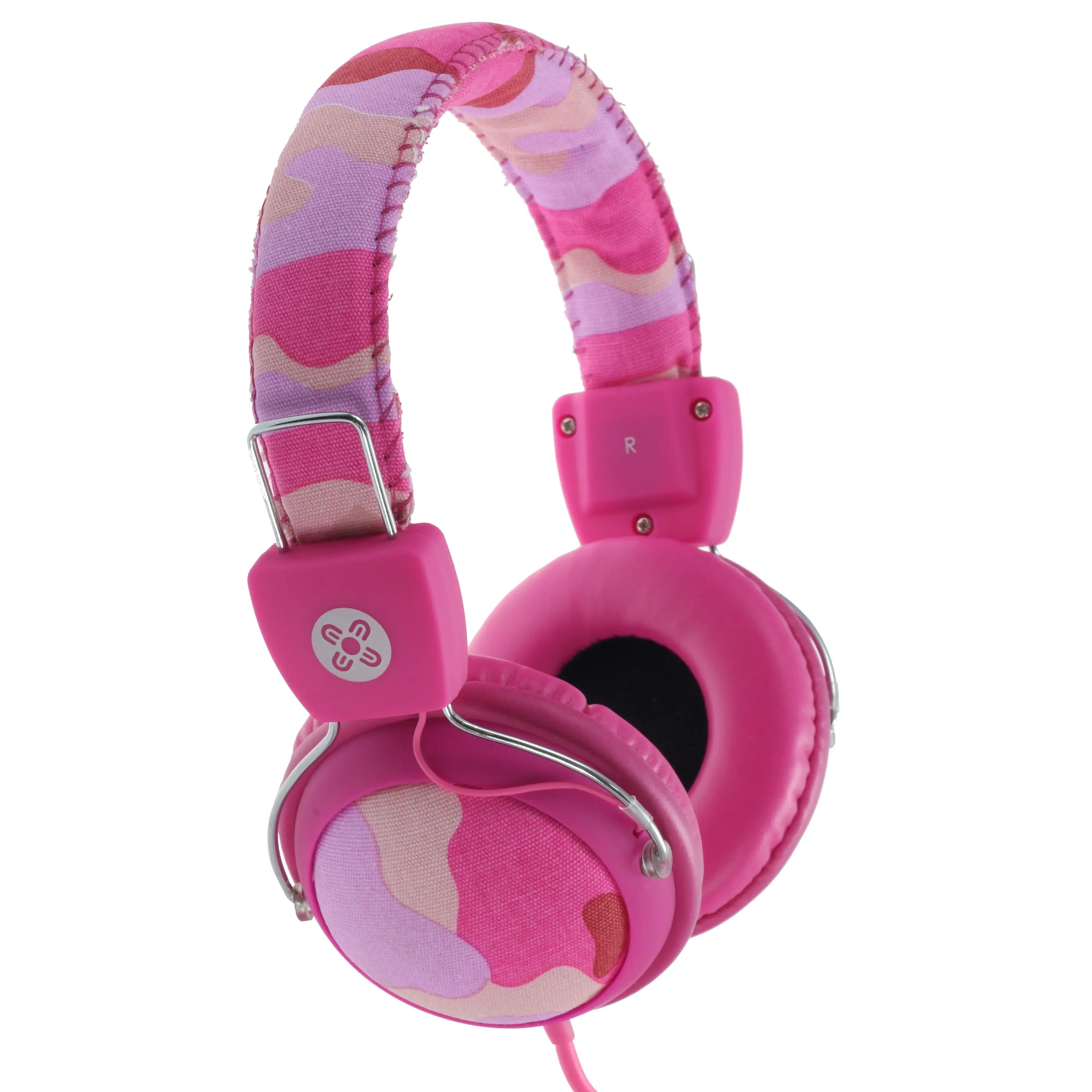 MOKI Camo Headphones w/In-Line Mic- Pink MOKI