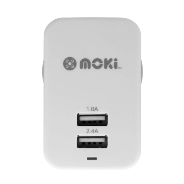 MOKI Dual USB Wall Charger - White MOKI