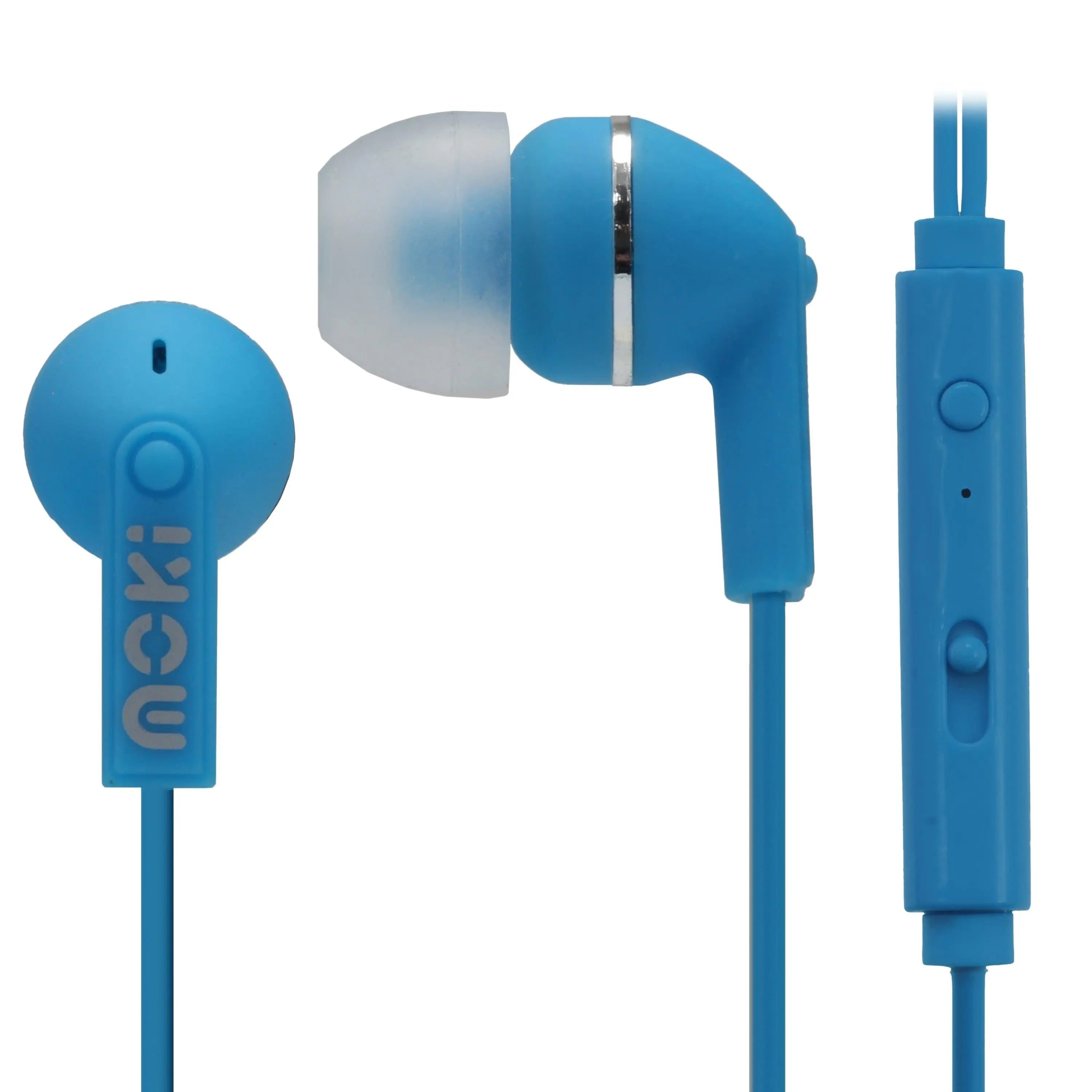 MOKI Noise Isolation Earbuds with microphone & control - BLUE MOKI