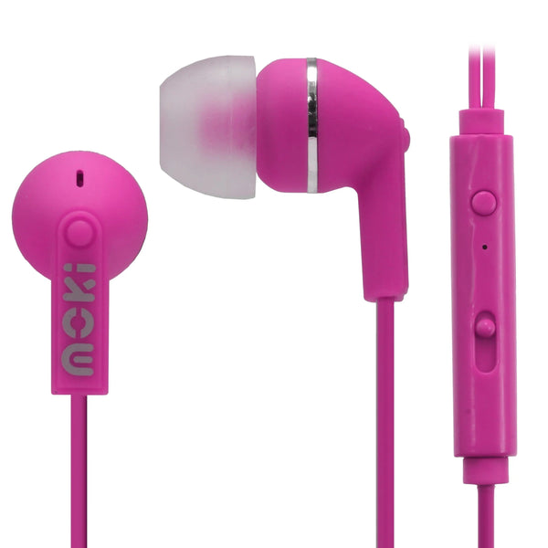 MOKI Noise Isolation Earbuds with microphone & control - PINK MOKI