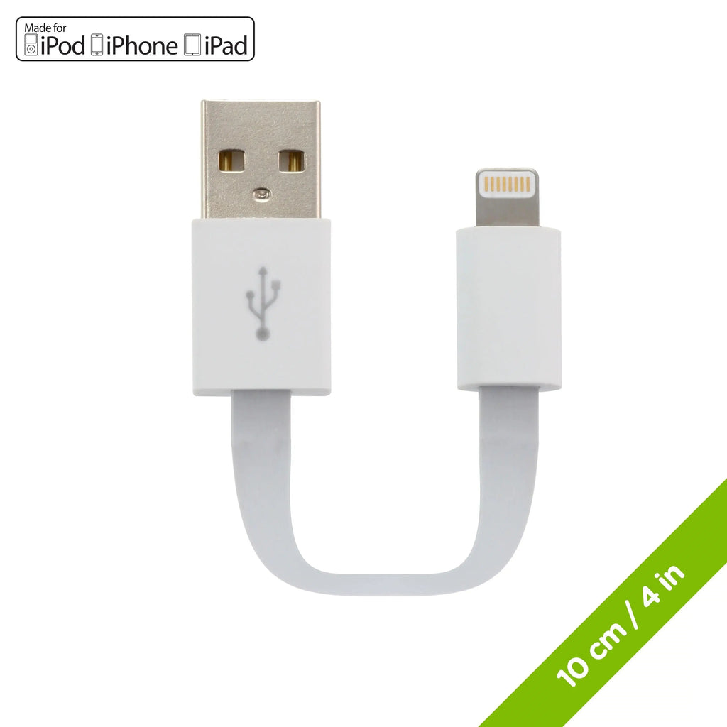 MOKI Pocket Lightning SynCharge Cable - 10cm/4" White (Apple Licenced) MOKI