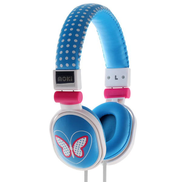 MOKI Poppers - Butterfly Blue soft cushioned premium DJ Style headphone MOKI