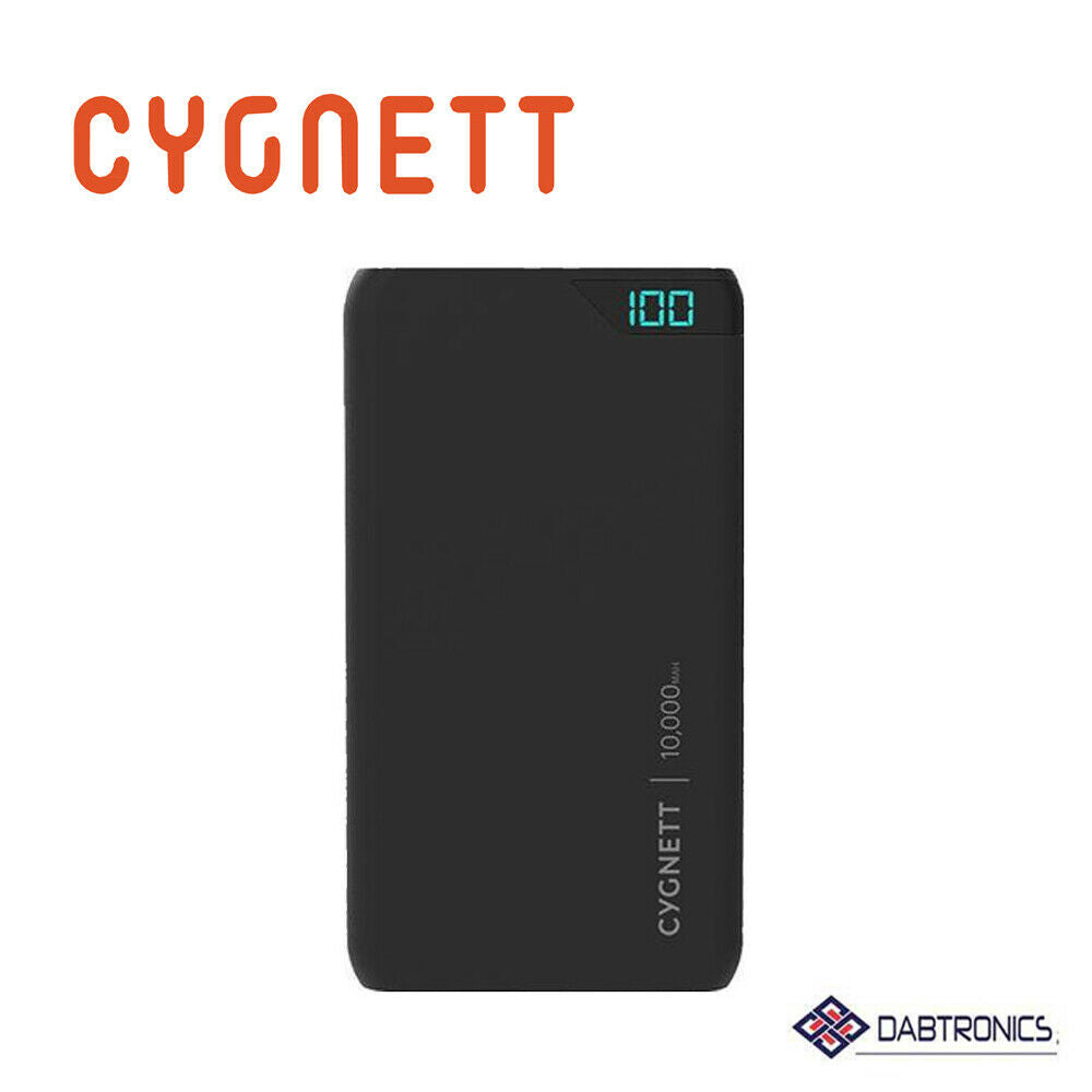 Cygnett ChargeUp Boost 10K Powerbank - Black - With Micro USB to USB-A cable, 10,000Mah (18.5Wh) Lithium Polymer Battery, Digital Display (0-100%) CYGNETT