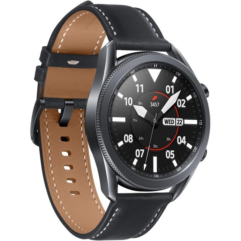SAMSUNG Galaxy Watch3 Bluetooth (45mm) Mystic Black - 1.4' Super AMOLED Display,1.15GHz Dual Core CPU, Tizen OS,  8GB ROM,1GB RAM, 340mAh Battery SAMSUNG