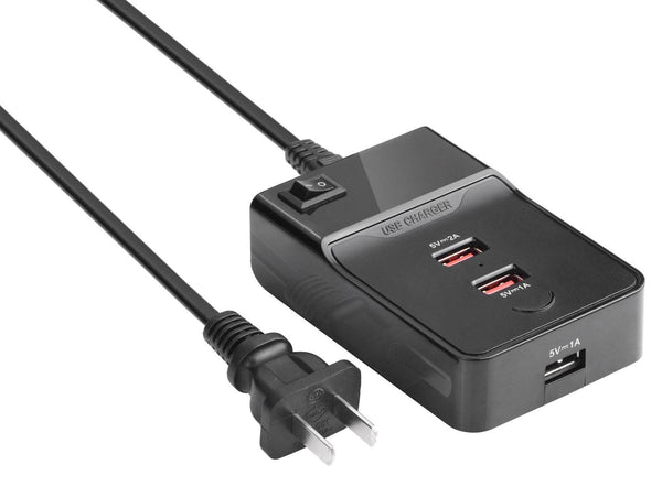 ASTROTEK USB Charging Station Charger Hub 3 Port 5V 3A with 1.5m Power Cable Black for iPhone Samsung iPad Tablet GPS LS ASTROTEK