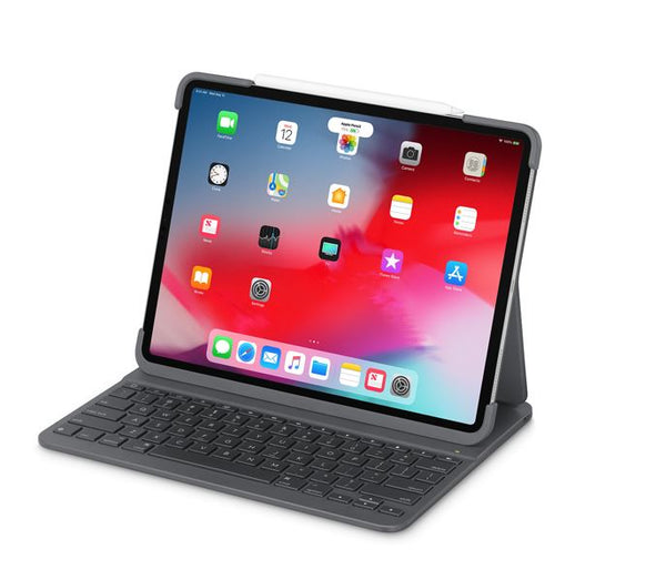 LOGITECH Slim Folio 12.9' iPad Pro 3rd gen Bluetooth Backlit Keyboard Smart Connector Foldable Shortcut Magnetic Latch Multiples iOS Shortcuts LOGITECH