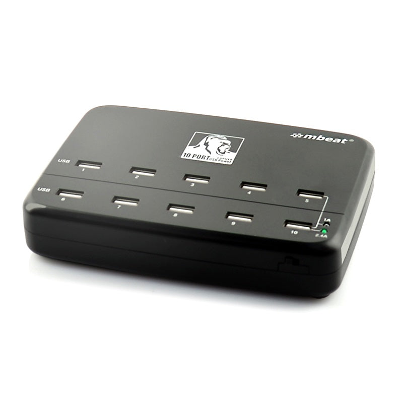 mbeatÂ® Gorilla Power 10-Port Powered 60W USB Charging Station - 10x USB/ Ideal for Smart Phones and Devices MBEAT