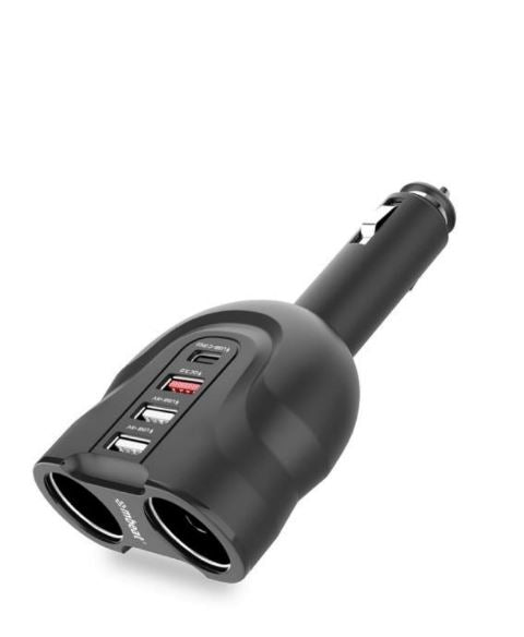 mbeatÂ® Gorilla Power Four Port USB-C PD & QC3.0 Car Charger with Cigar Lighter Splitter MBEAT