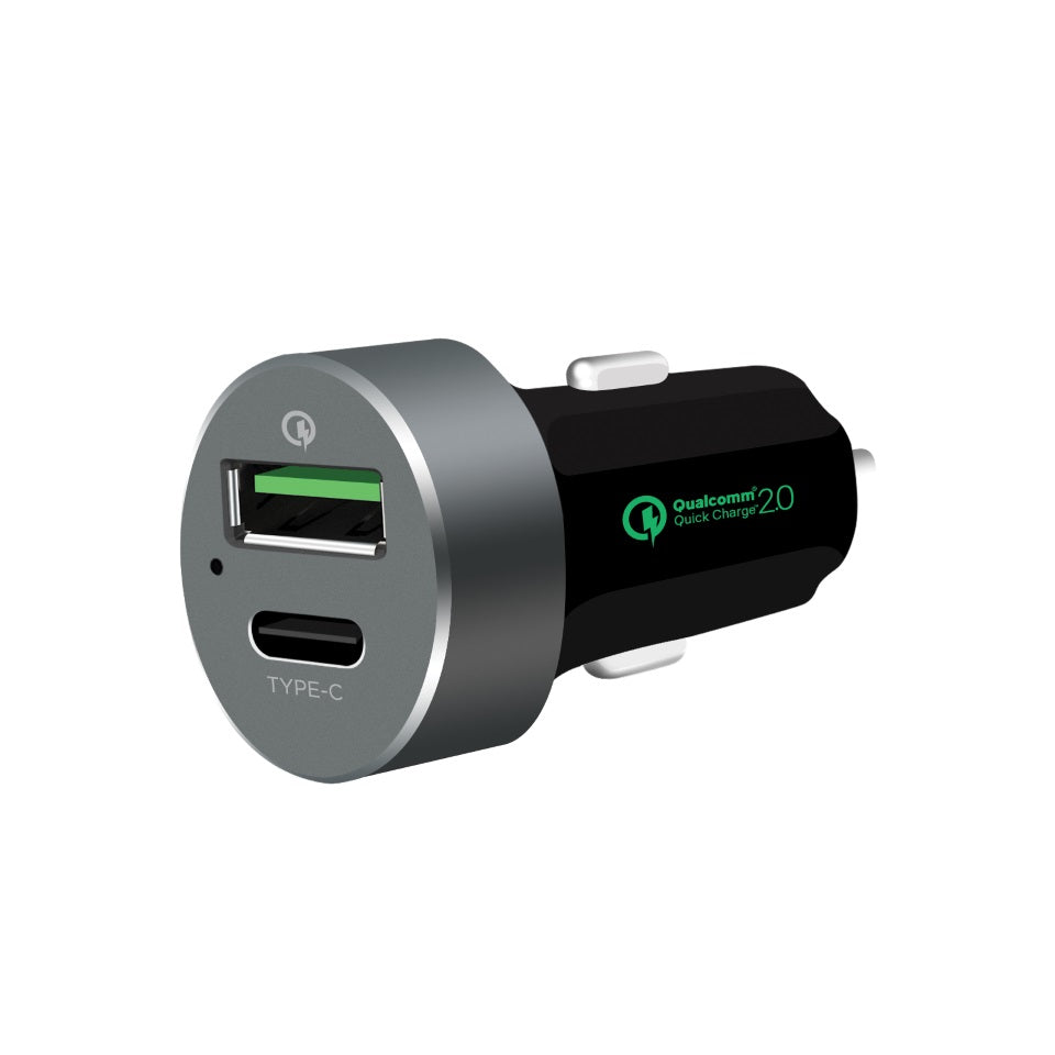 mbeatÂ® QuickBoost USB 2.0 & USB Type-C Dual Port Car Charger -  Certified Qualcomm Quick Charge 2.0 technology /Fast Charging/ Samsung Galaxy Note MBEAT