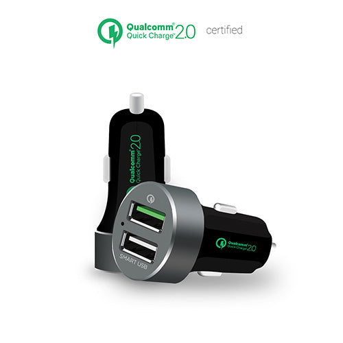 mbeatÂ® QuickBoost USB 2.0 Dual Port Car Charger - Certified Qualcomm Quick Charge 2.0 technology /Fast Charging/Samsung Galaxy Note Apple iPhone iPad MBEAT