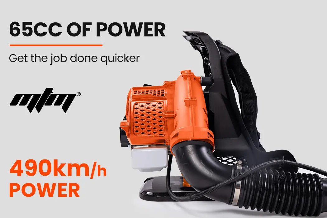 MTM 65CC Petrol Backpack Leaf Blower - Commercial 2 Stroke Garden Yard Tool Back Deals499