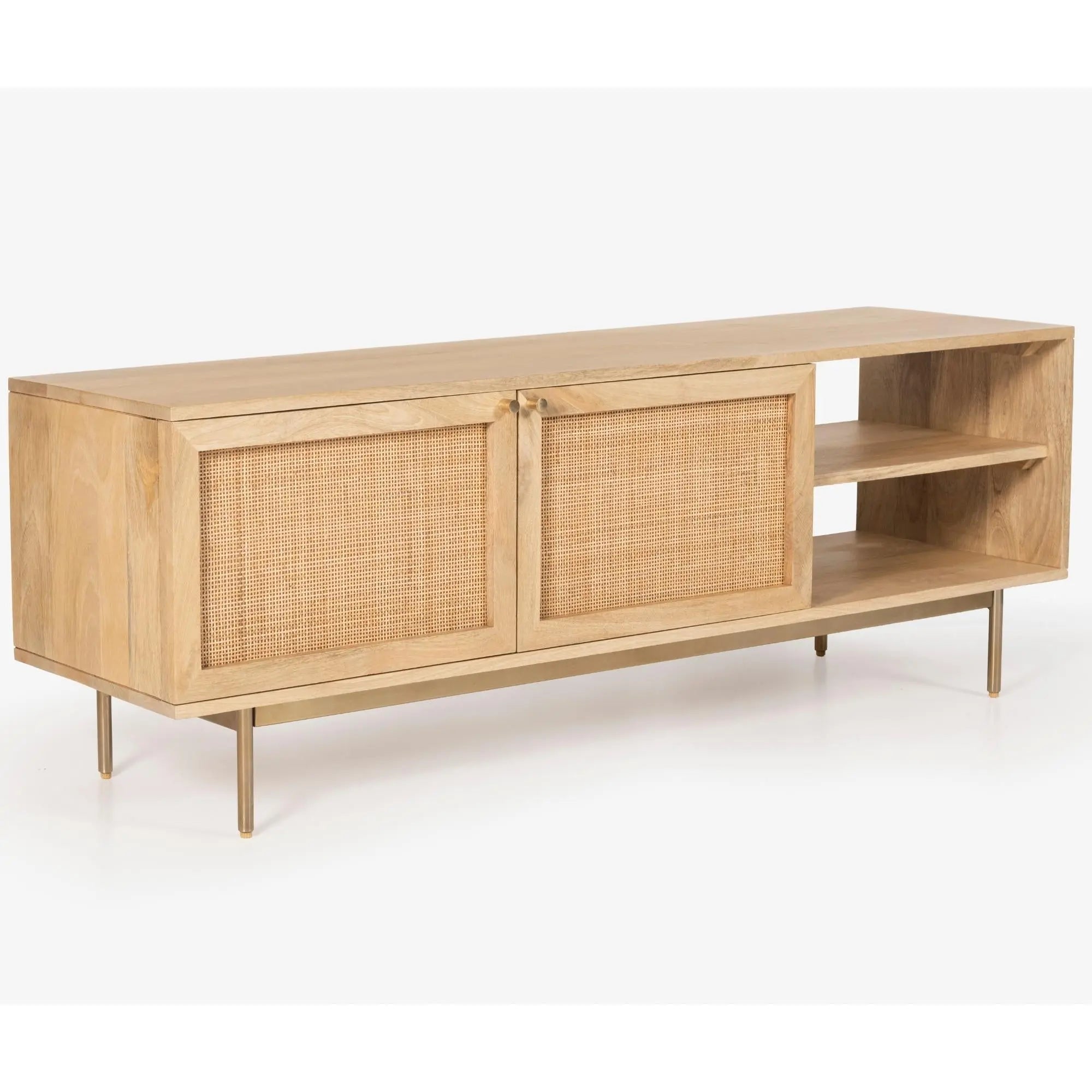 Martina ETU Entertainment TV Unit 147cm Solid Mango Wood Rattan Furniture Deals499