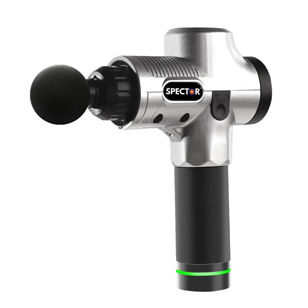 Massage Gun Electric Massager Vibration Muscle Therapy 4 Heads Percussion Silver Deals499