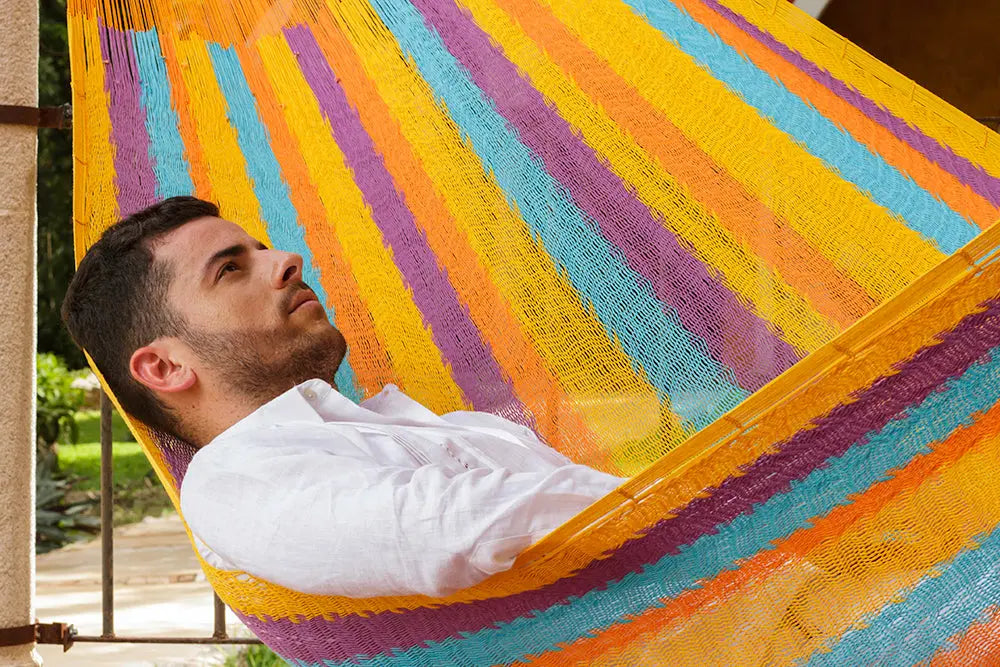 Mayan Legacy Queen Size Cotton Mexican Hammock in Alegra Colour Deals499