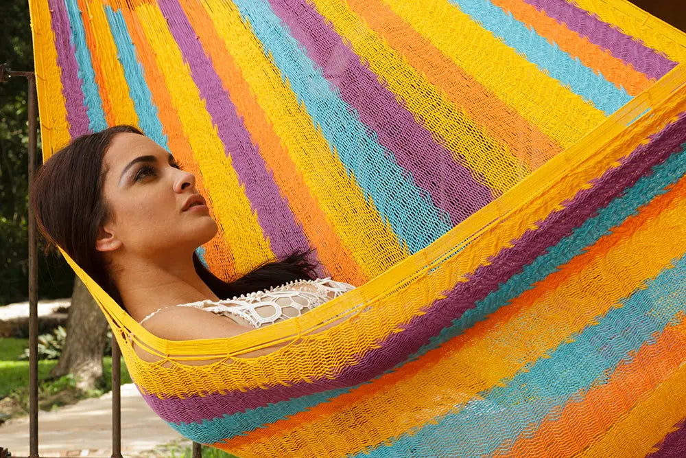 Mayan Legacy Queen Size Cotton Mexican Hammock in Alegra Colour Deals499