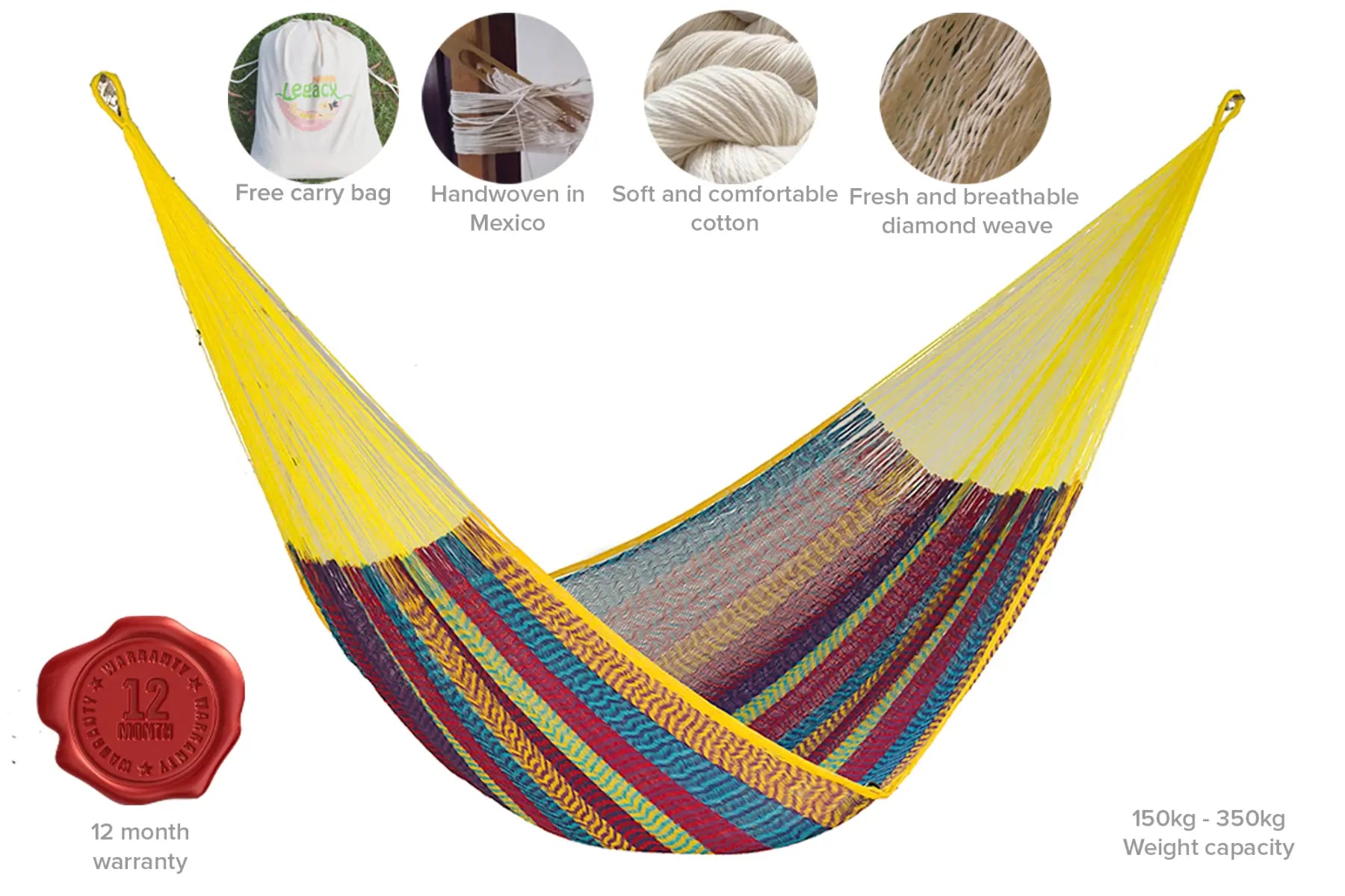 Mayan Legacy Queen Size Cotton Mexican Hammock in Confeti Colour Deals499