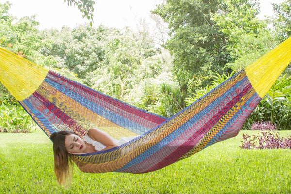 Mayan Legacy Queen Size Cotton Mexican Hammock in Confeti Colour Deals499