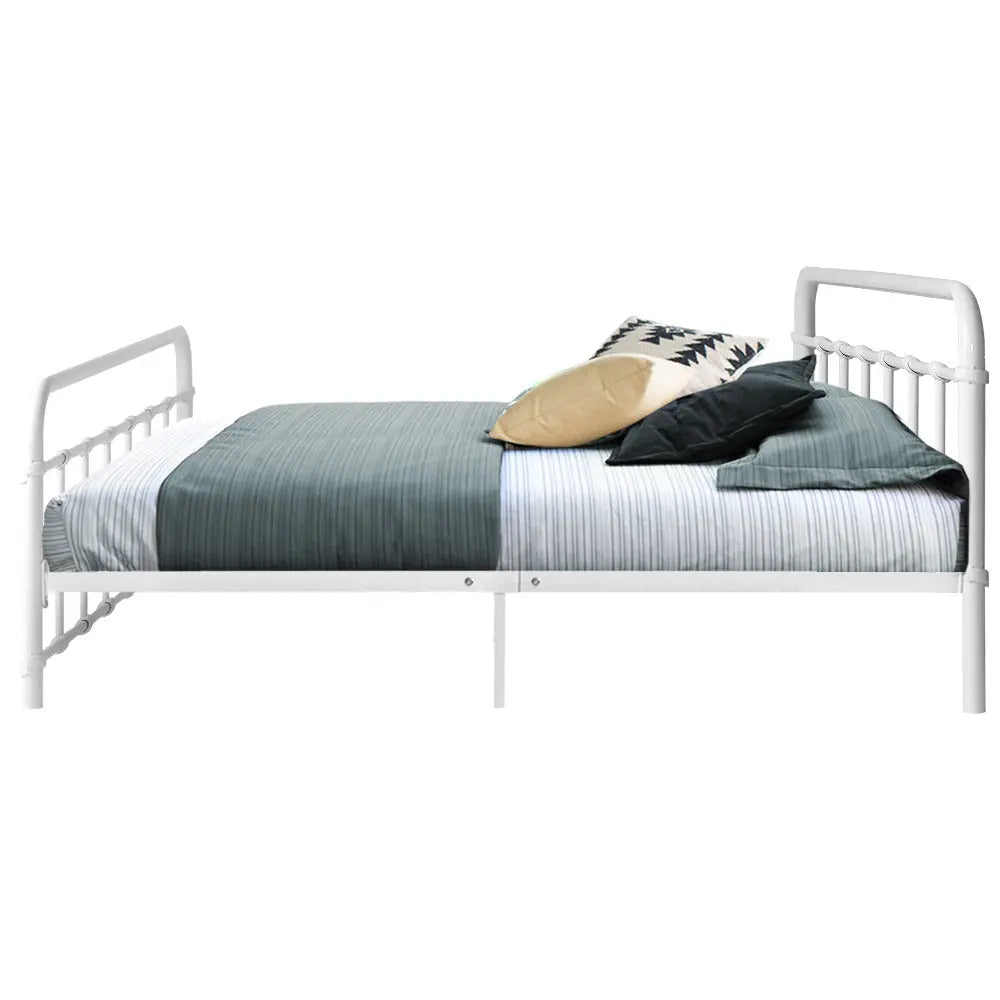 Metal Bed Frame Double Size Platform Foundation Mattress Base Leo White Deals499