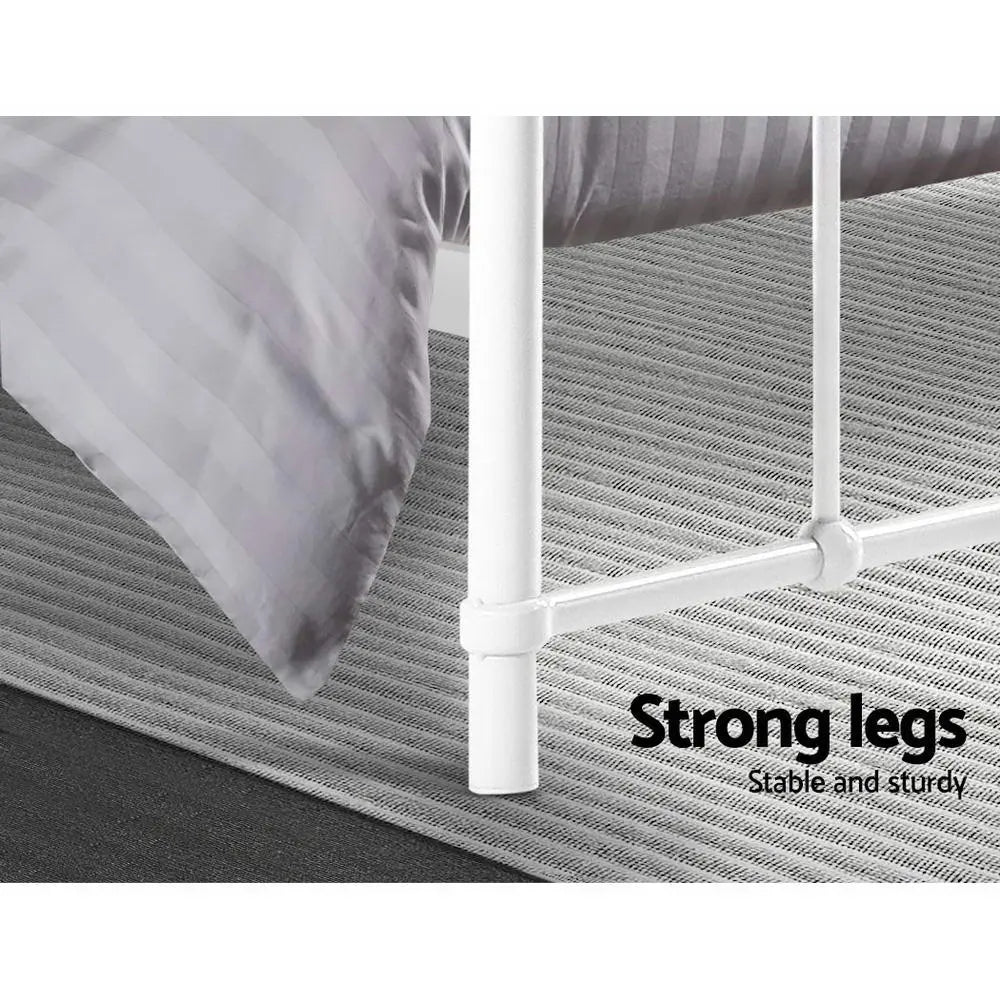 Metal Bed Frame Double Size Platform Foundation Mattress Base Leo White Deals499