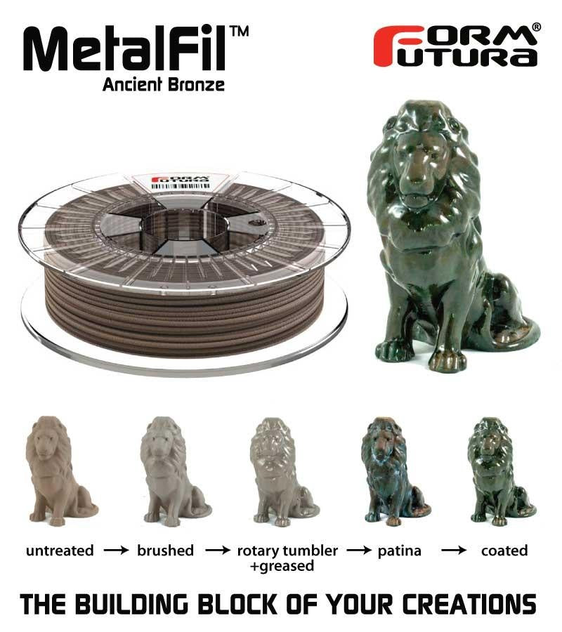 PLA Filament FormFortura MetalFil - Ancient Bronze available in Natural - 3D Printer Filament FORMFUTURA