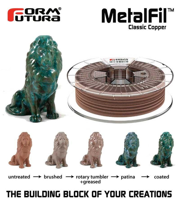 PLA Filament FormFutura MetalFil Classic Copper, 50 g, 0.75 Kg, 1.5 Kg, 1.75mm, 2.85mm, available in Natural Colour FORMFUTURA