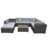 Milano 9 Piece Wicker Rattan Sofa Set Oatmeal Grey Outdoor Lounge Furniture Deals499