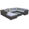Milano 9 Piece Wicker Rattan Sofa Set Oatmeal Grey Outdoor Lounge Furniture Deals499