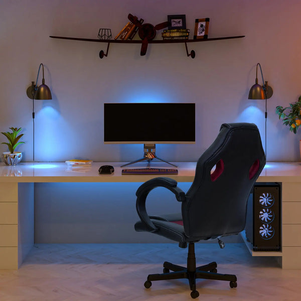 Milano Adjustable Ergonomic Racing Chair Computer Executive Chair Red Black Deals499