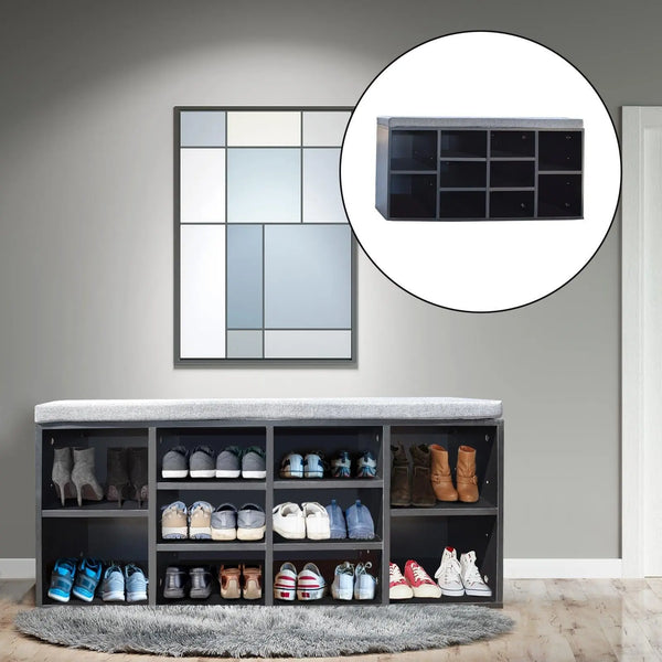 Milano Decor 2 in 1 Shoe Organiser With Bench Storage - Black And Grey Deals499