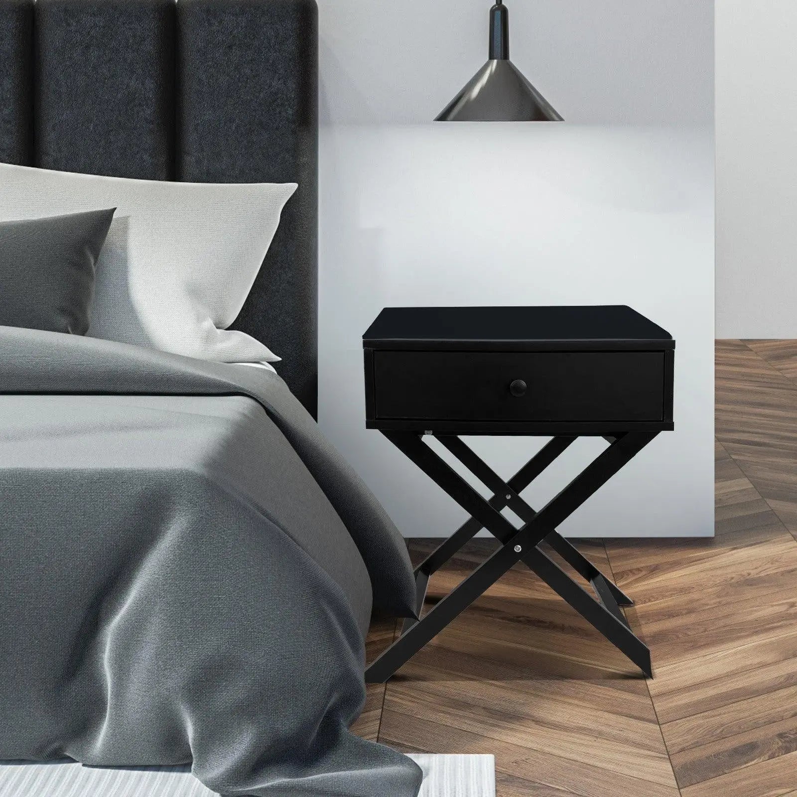 Milano Decor Bedside Table Surry Hills Black Storage Cabinet Bedroom One Pack Deals499