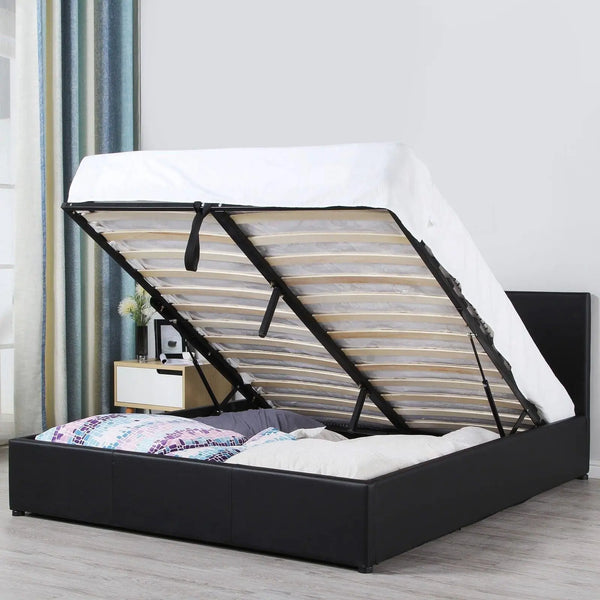 Milano Luxury Gas Lift Bed Frame And Headboard King Black Deals499