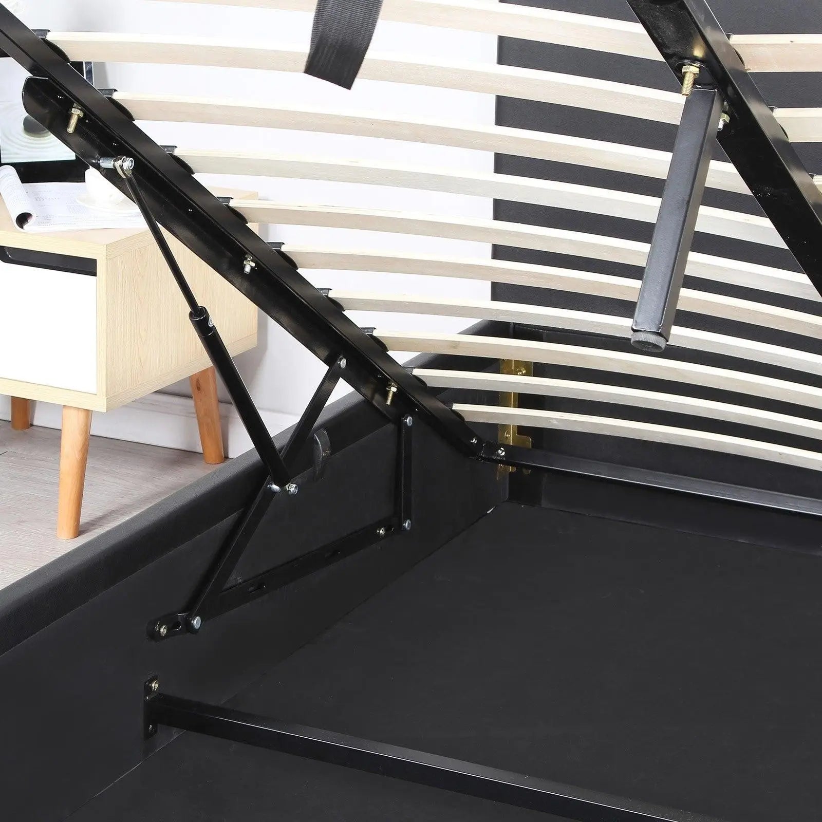 Milano Luxury Gas Lift Bed Frame And Headboard Queen Black Deals499