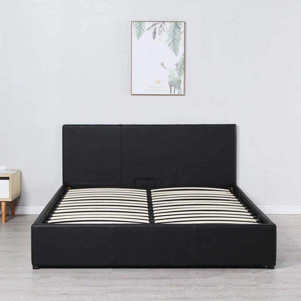 Milano Luxury Gas Lift Bed Frame And Headboard Queen Black Deals499