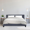 Milano Sienna Luxury Bed Frame Base And Headboard Solid Wood Padded Linen Fabric Charcoal Queen Deals499