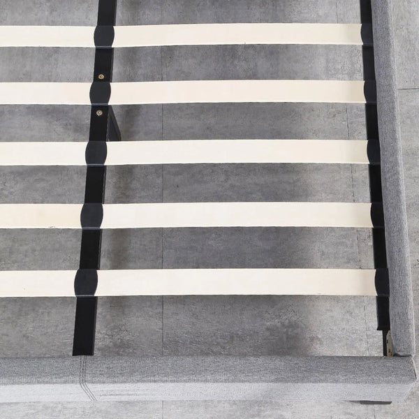 Milano Sienna Luxury Bed Frame Base And Headboard Solid Wood Padded Linen Fabric Grey King Single Deals499