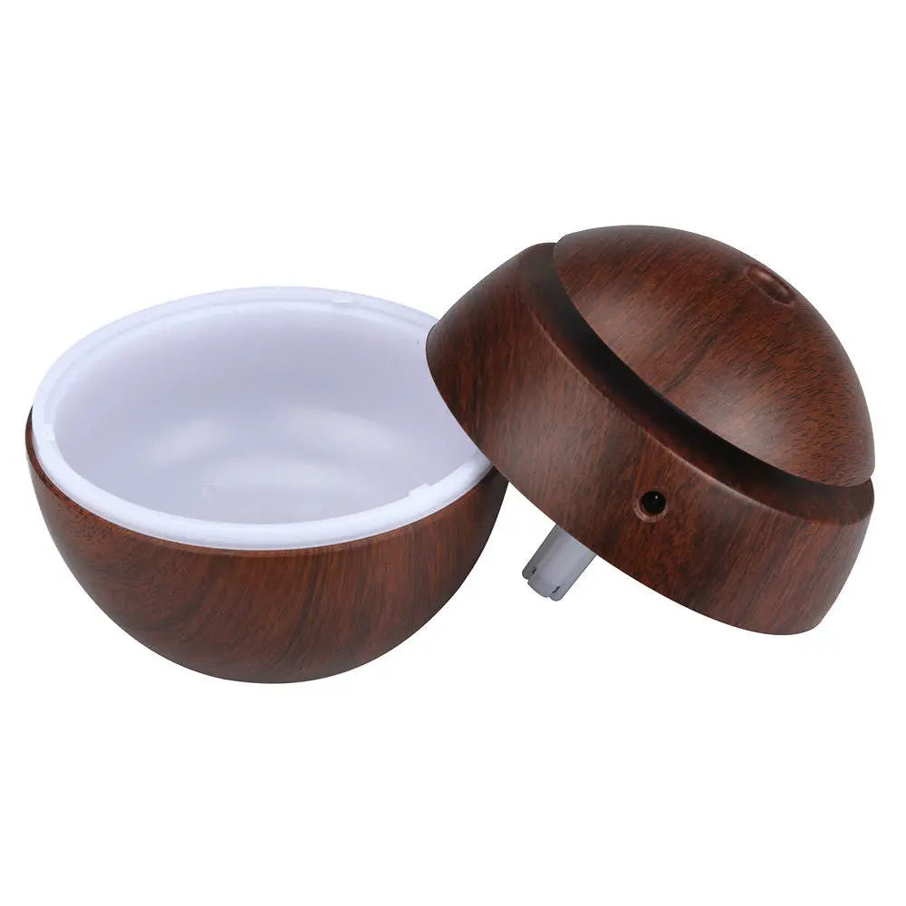 Milano Ultrasonic USB Diffuser with 10 Aroma Oils Humidifier LED Light 130ml - Dark Wood Deals499