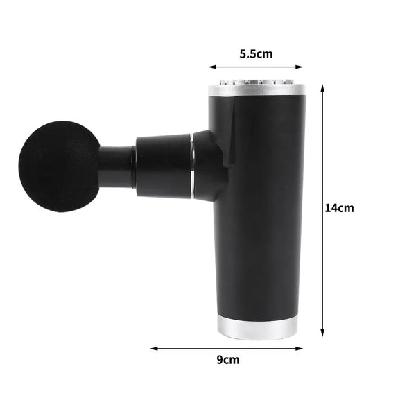 Mini Massage Gun Massager Muscle Vibrating Relaxing Tissue Percussion 4 Head USB Charcoal Deals499