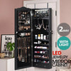 Mirror Jewellery Cabinet Makeup Storage Ear Ring Necklace Box Organiser with LED Deals499