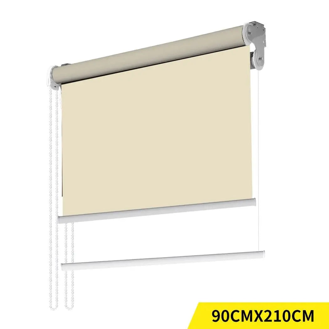 Modern Day/Night Double Roller Blinds Commercial Quality 90x210cm Cream White Deals499