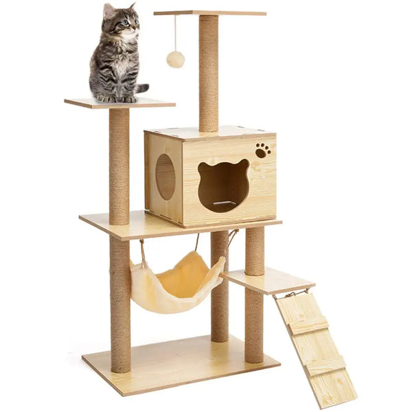 Modern Multi-Level Cats Tree Kittens Scratching Posts Sisal Rope Soft Nest Bed Cat Furniture Tree from Deals499 at Deals499